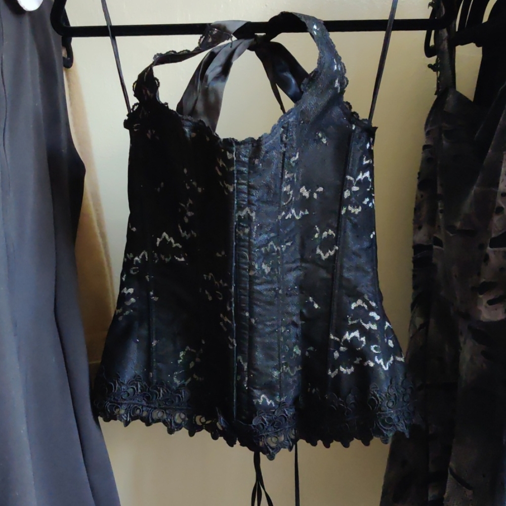 Frederick's of Hollywood Black Halter Top Corset